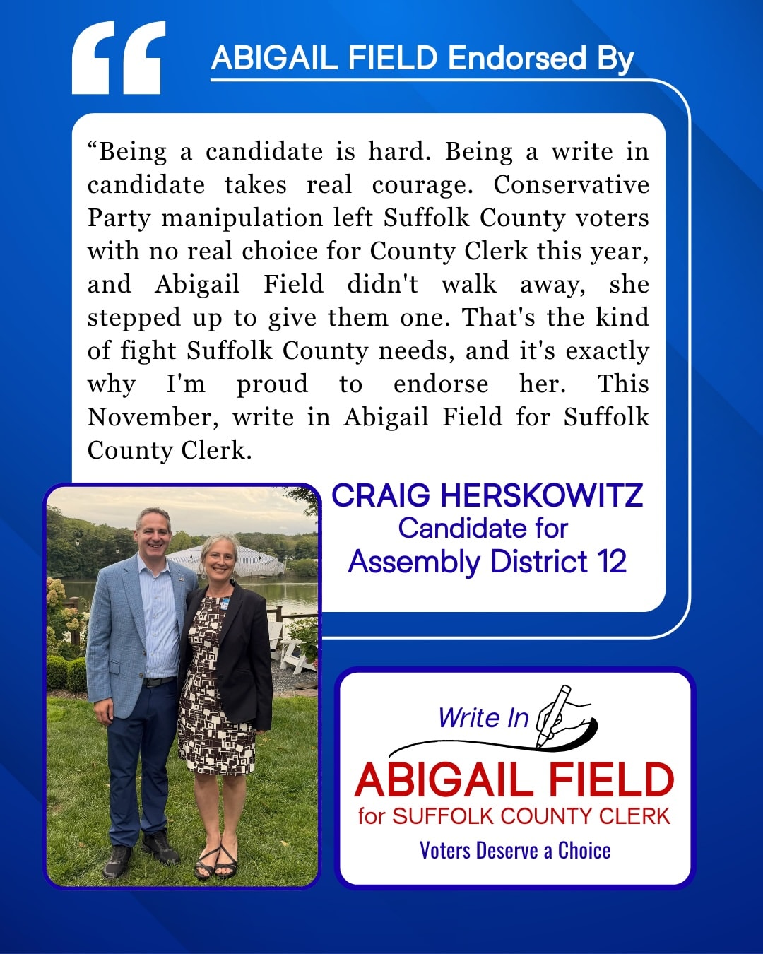 Endorsement from Craig Herskowitz, Candidate for Assembly District 12